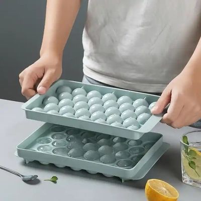 PP 33 حفره دایره ای گرد توپ یخ مکعب سینی کره پلاستیکی یخ توپ ساز قالب با پوشش