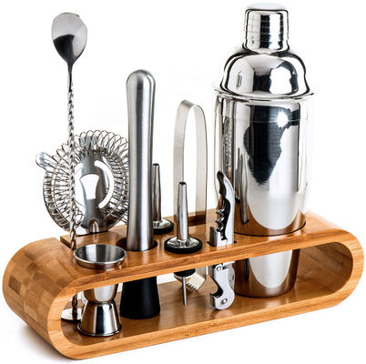 طراحی کمال گرایانه 10 در 1 استیل ضد زنگ کوکتل شاکر با ستند چوبی 750 میلی لیتر