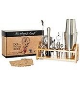 طراحی کمال گرایانه 10 در 1 استیل ضد زنگ کوکتل شاکر با ستند چوبی 750 میلی لیتر