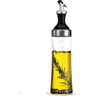 ظرف روغن شیشه ای با بوروسیلیکات بالا برای خانگی با آب بند منحنی و اندازه گیری کنترل روغن ذخیره شده است
