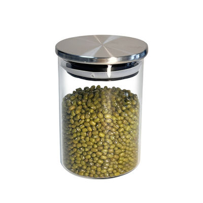 بطری شیشه ای با پوشش فولاد ضد زنگ برای ذخیره میوه های خشک شده، میان وعده ها و موارد دیگر در آشپزخانه