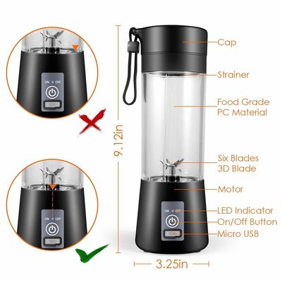 آبمیوه ساز برقی مایع کننده قابل حمل مخلوط کننده دستگاه آبمیوه USB آبمیوه کش شخصی میوه