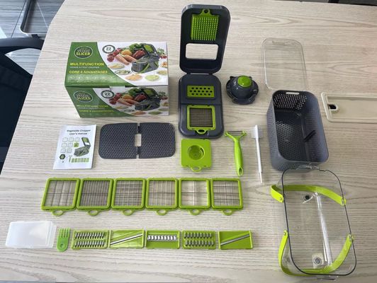 22pcs سبزيجات سليسر Dicer با دستگير سبد تخليه و ماندولين پايدار برش
