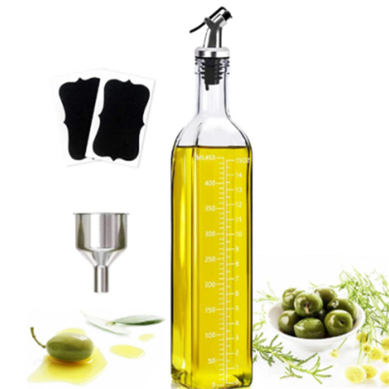 مربع کلسیم Na شیشه سرکه روغن زیتون بطری توزیع کننده با نوزل