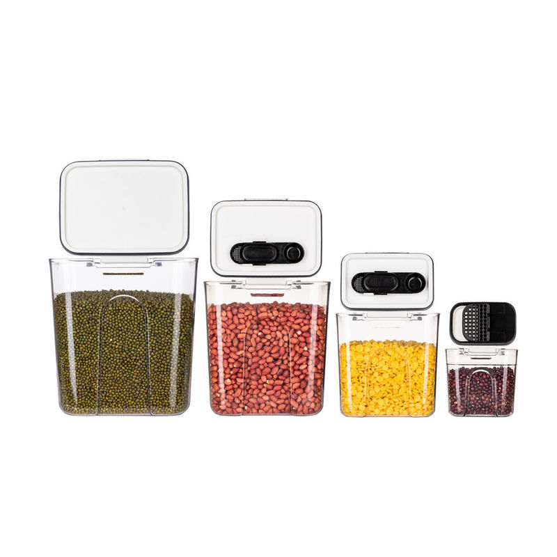 نوع ایستاده آشپزخانه PET ظرف های ذخیره سازی مواد غذایی پلاستیکی شفاف ضد هوا 4pc مجموعه